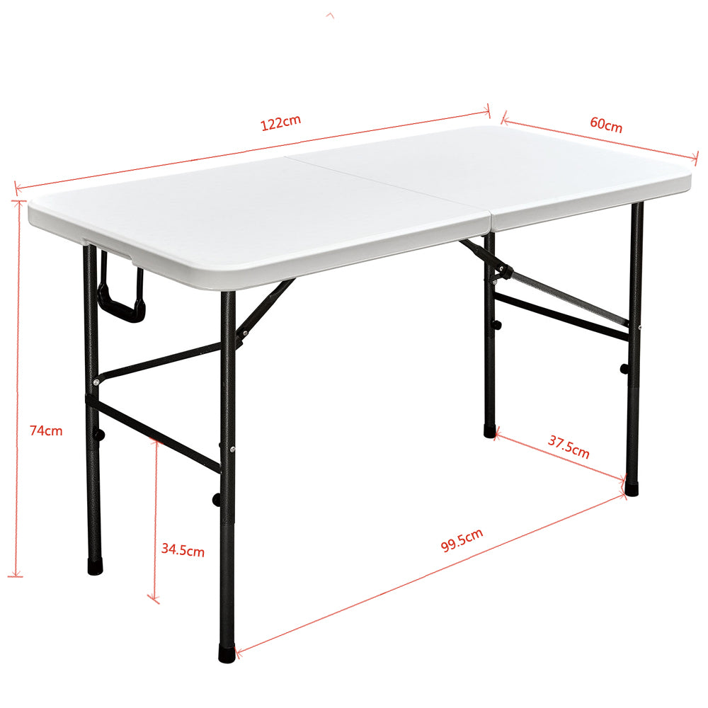 Table de réception pliante 122cm Blanc plateau pliable - 4 places
