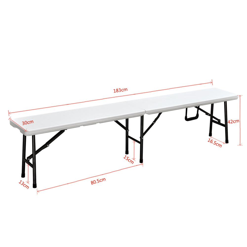 Banc pliant de réception polyéthylène blanc 183cm