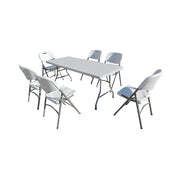 Lot de réception table plateau uni 180cm et 6 chaises pliantes
