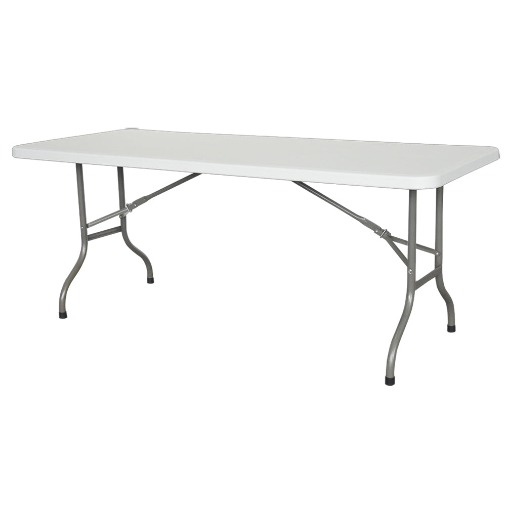 Table de réception pieds pliants plateau 4.5cm uni 183cm Blanc