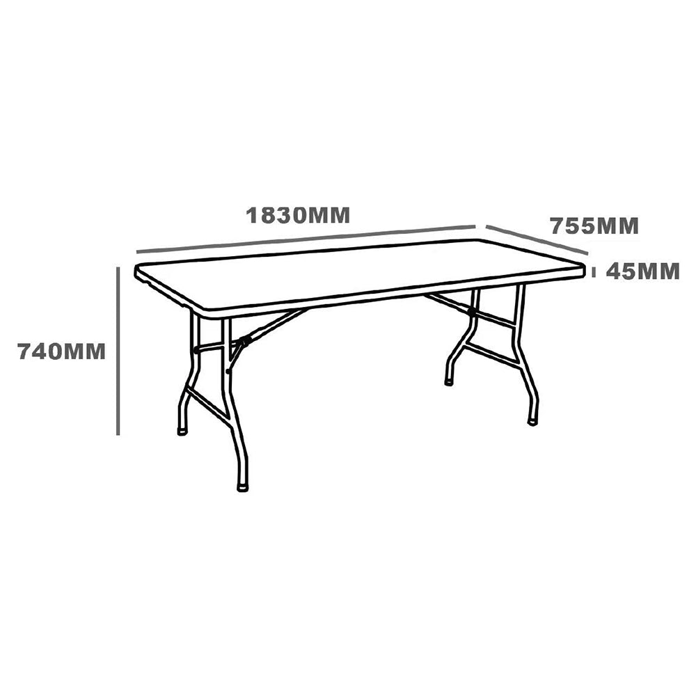 Table de réception pieds pliants plateau 4.5cm uni 183cm Blanc