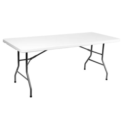 Table de réception pieds pliants plateau 4.5cm uni 183cm Blanc