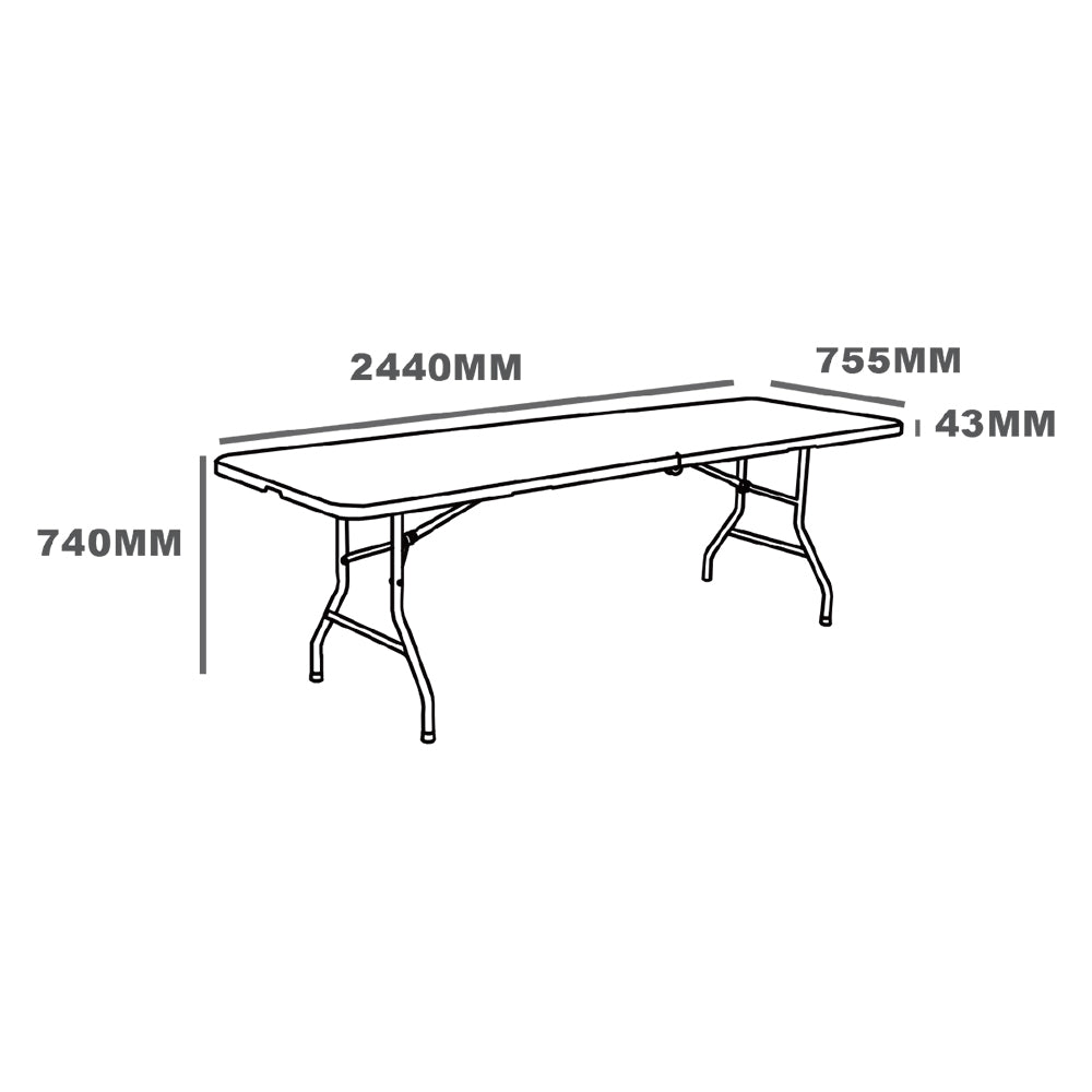 Table de réception pliante 244cm Blanc plateau pliable - 10 places