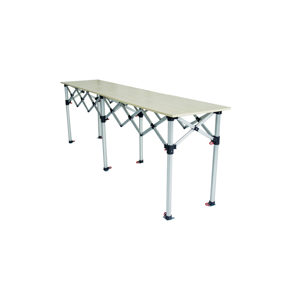 Comptoir table pliante hauteur réglable 285x40cm plateau bois mélaminé