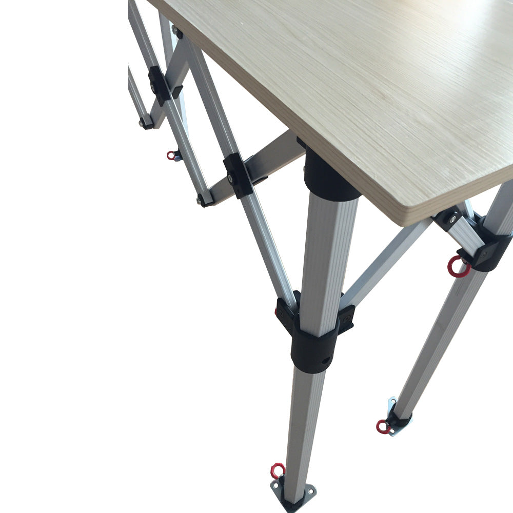 Comptoir table pliante hauteur réglable 285x60cm large plateau bois mélaminé