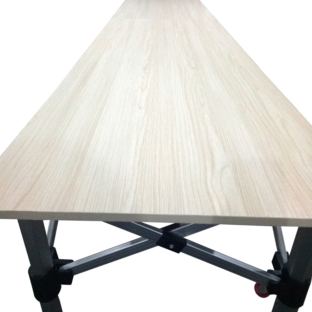 Comptoir table pliante hauteur réglable 435x60cm plateau bois mélaminé pour stand