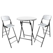 Ensemble mange-debout et 2 chaises hautes pliantes polyéthylène coloris Blanc