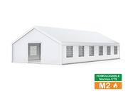 Tente de réception homologable 8x16m tube 76mm bâches PVC 520g/m² classées M2 au feu