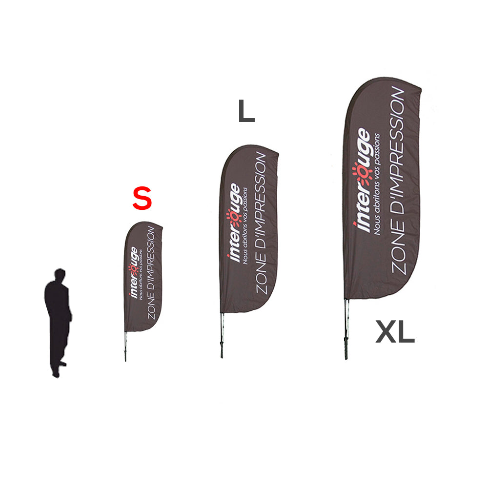 Drapeau publicitaire SEA personnalisé - Oriflamme PLV 3 tailles - Forme plume