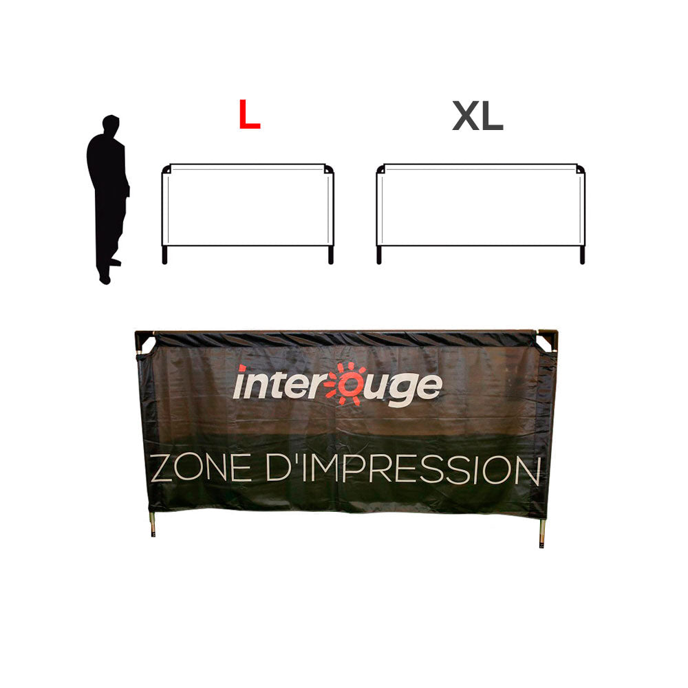 Barrière publicitaire personnalisée panneau PLV 2 tailles