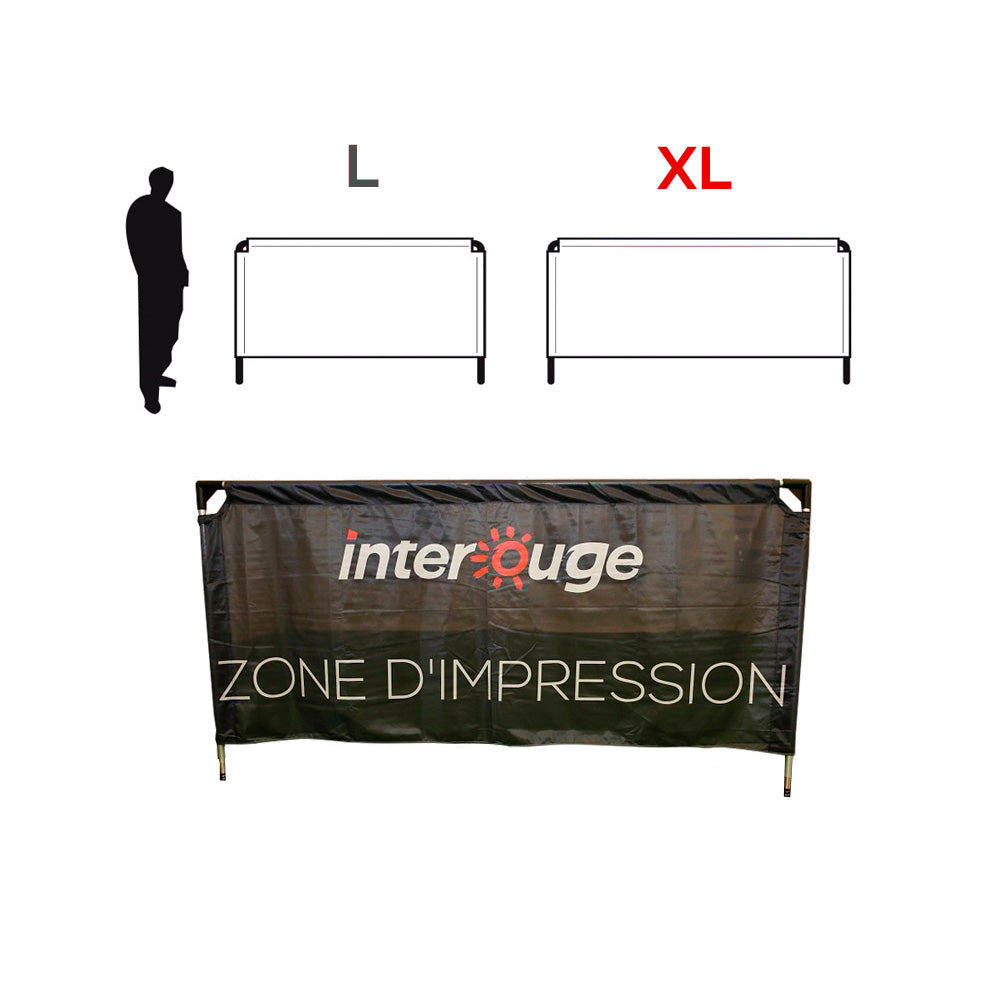 Barrière publicitaire personnalisée panneau PLV 2 tailles