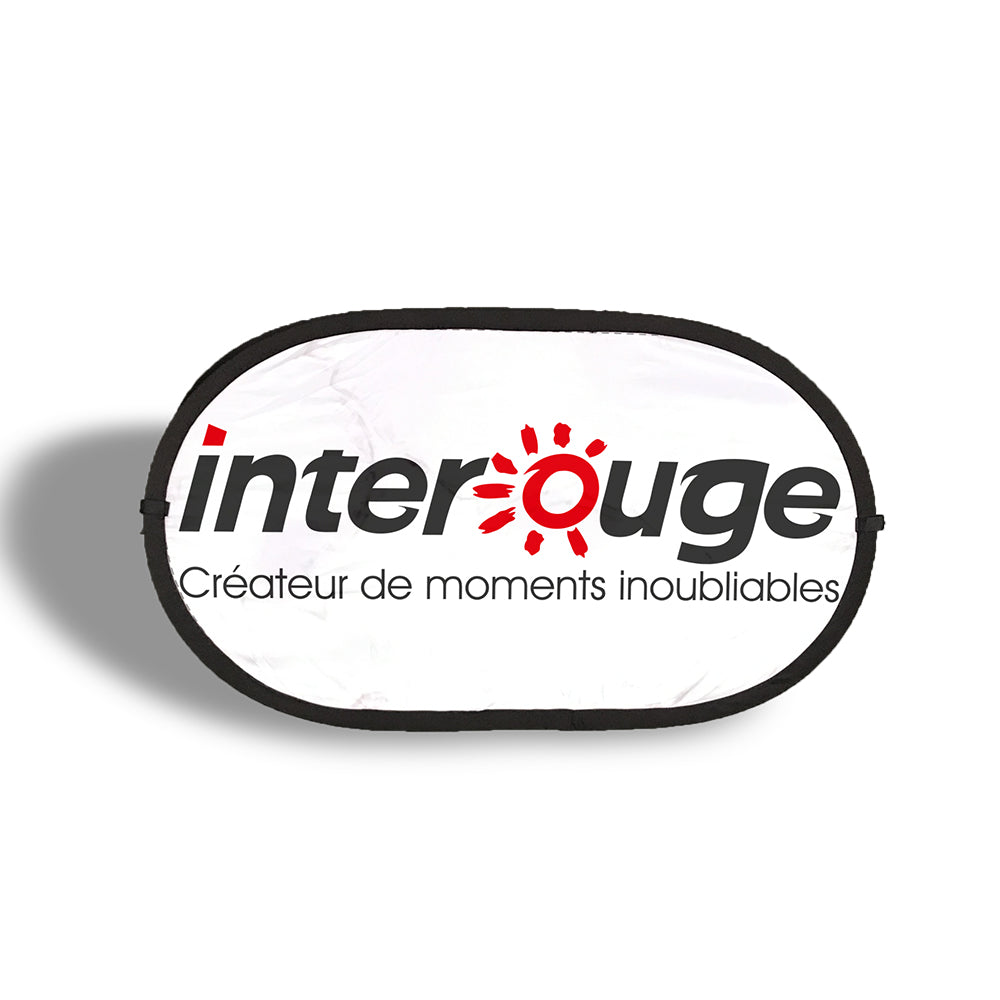 Support publicitaire pop-up ovale 3 tailles recto-verso