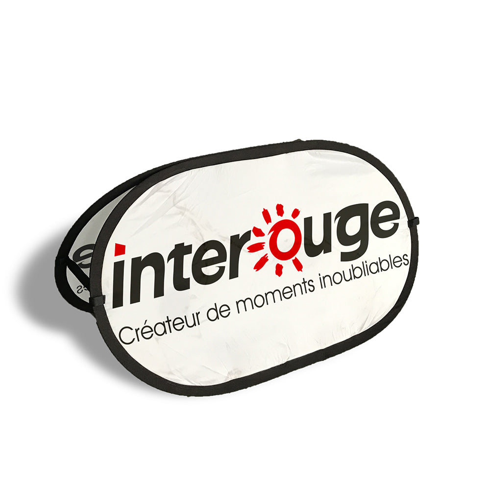 Support publicitaire pop-up ovale 3 tailles recto-verso