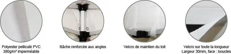 Barnum pliant 3x3m Alu 45 - Côtés en option