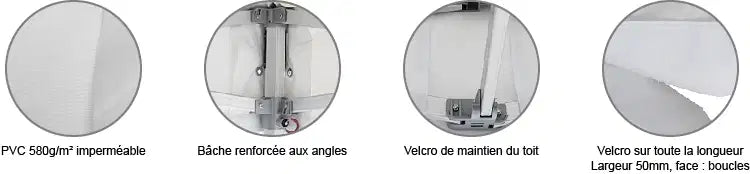 Barnum pliant 3x3m Alu 45 - Côtés en option