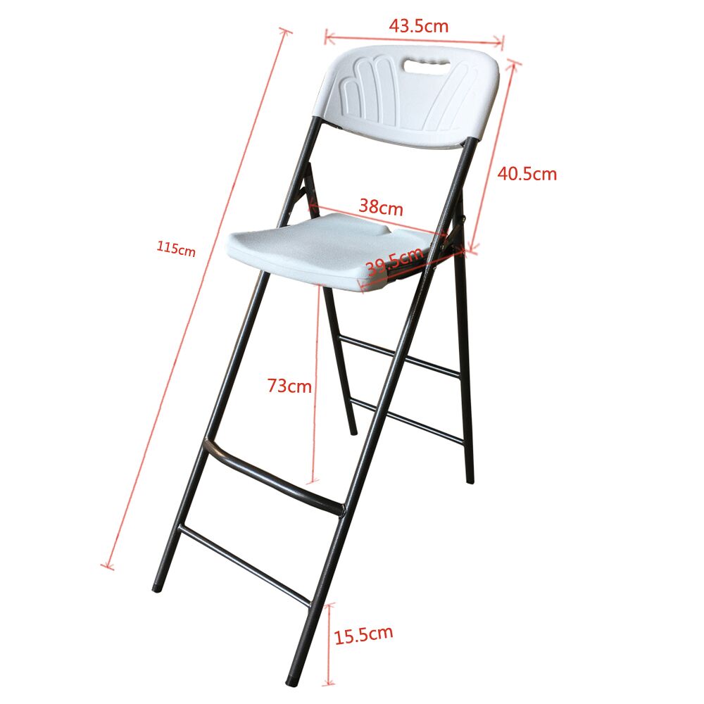 Chaise haute tabouret pliant haut polyéthylène Blanc - Lot de 2