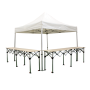 Buvette pliante Pro 3x3m Alu 55mm PVC 580g/m² + 2 comptoirs pliants 285x40cm