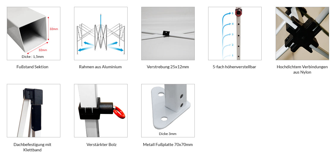 Tente pliante 3x6m Acier 32mm