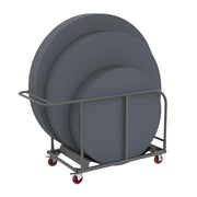 Chariot de transport acier tables rondes de dia. 120 à 180cm